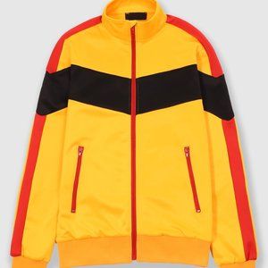 Men's Color Block 3-Tone Classic Track Jacket Yellow Black Red